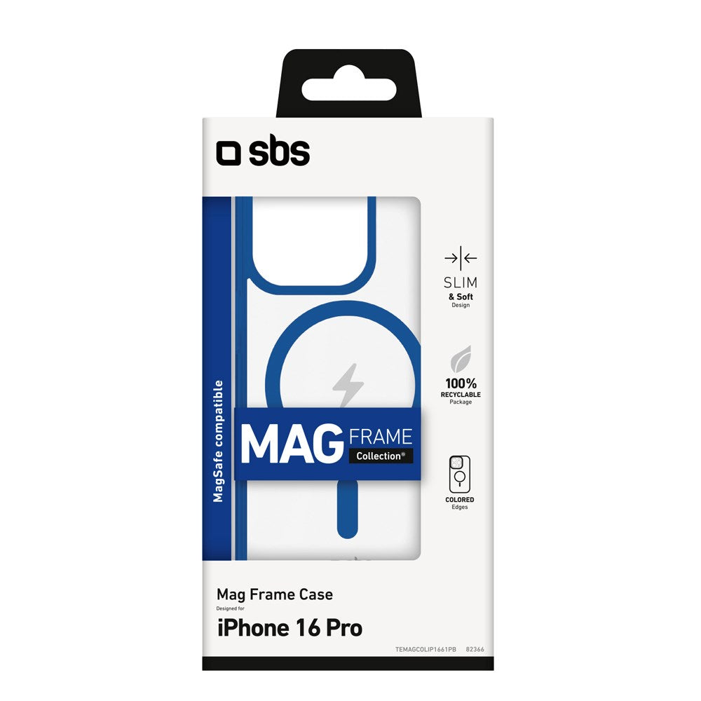 iPhone 16 Pro SBS Mag Frame Case - MagSafe Compatible - Transparent / Blue