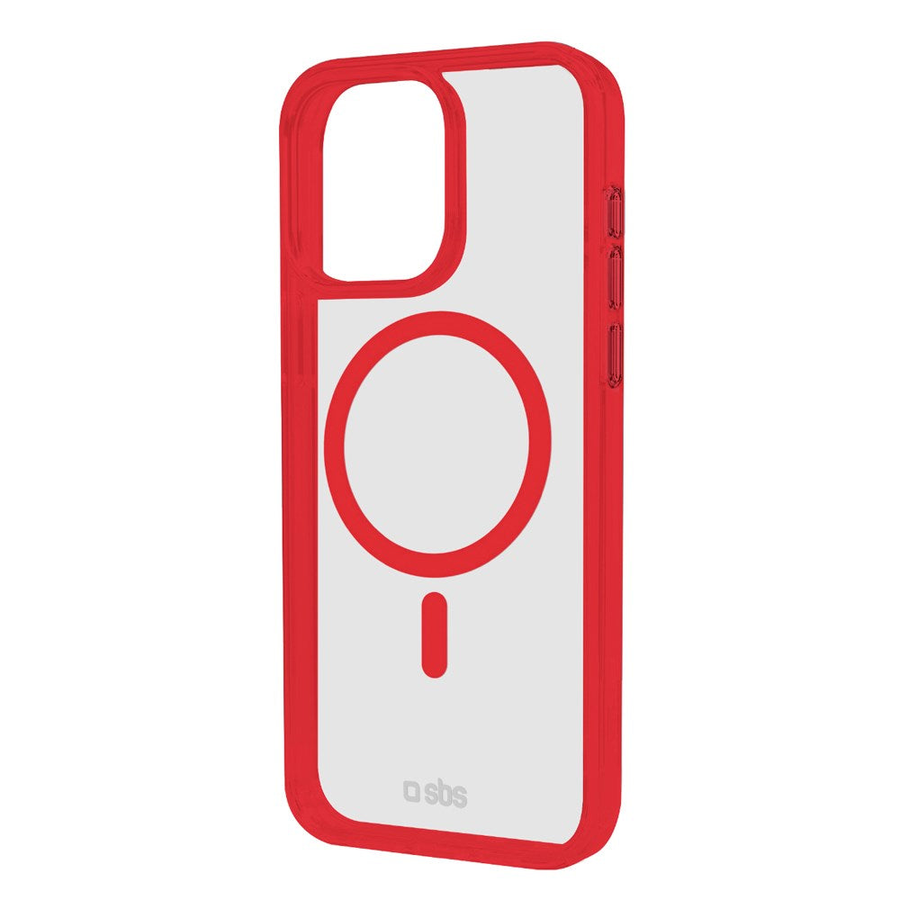 iPhone 16 Pro SBS Mag Frame Case - MagSafe Compatible - Transparent / Red