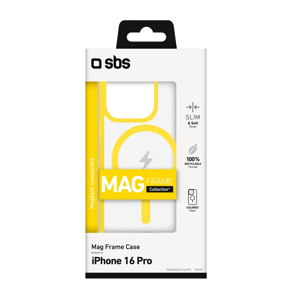 iPhone 16 Pro Max SBS Mag Frame Case - MagSafe Compatible - Transparent / Yellow