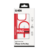 iPhone 16 Pro Max SBS Mag Frame Case - MagSafe Compatible - Transparent / Red