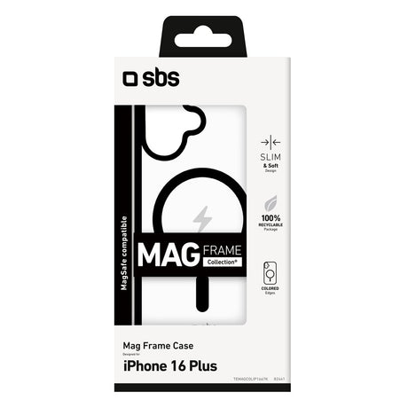 iPhone 16 Plus SBS Mag Frame Case - MagSafe Compatible - Transparent / Black