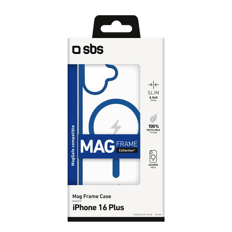 iPhone 16 Plus SBS Mag Frame Case - MagSafe Compatible - Transparent / Blue