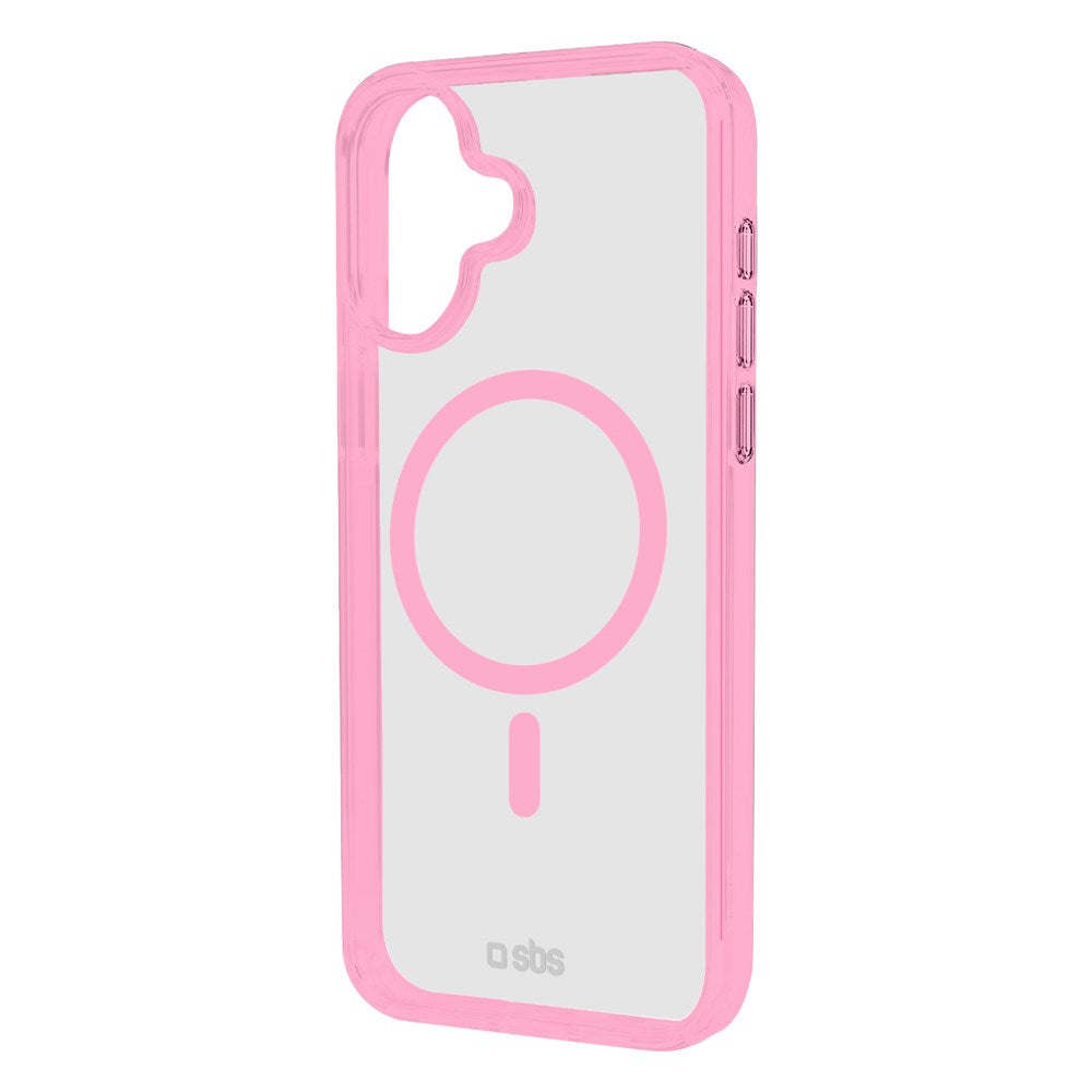 iPhone 16 Plus SBS Mag Frame Case - MagSafe Compatible - Transparent / Pink