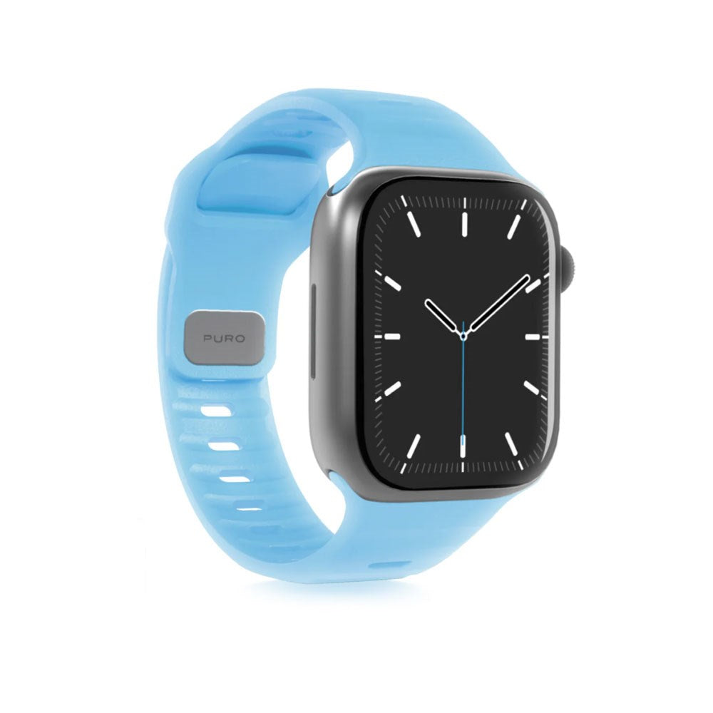 Apple Watch (42/44/SE/45/46/49mm) Puro GLOW Silicone Watch Strap - Light Blue
