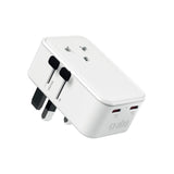 SBS Extra Slim Travel Adapter for UK / US / AUS with 1 x USB-A & 2 x USB-C - White
