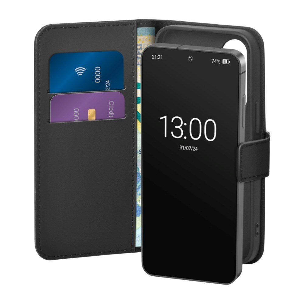 Samsung Galaxy S26 PURO Eco-Leather Flip Case with Card Holder & Stand Function - Black