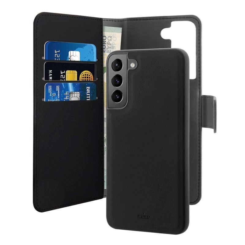 Samsung Galaxy S22 Puro Case Wallet Detachable 2-In-1 Black