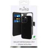 iPhone 14 Pro Max Puro Wallet Case Detachable 2-In-1 - Black