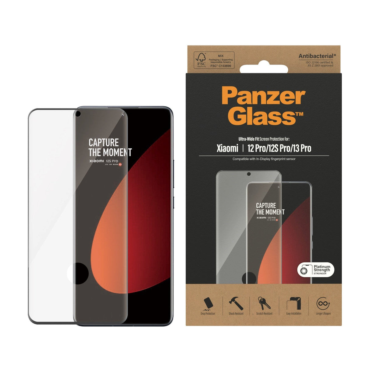 Xiaomi 12 Pro / 13 Pro PanzerGlass Ultra Wide Fit Screen Protector - Platinum Strength - Black Edge