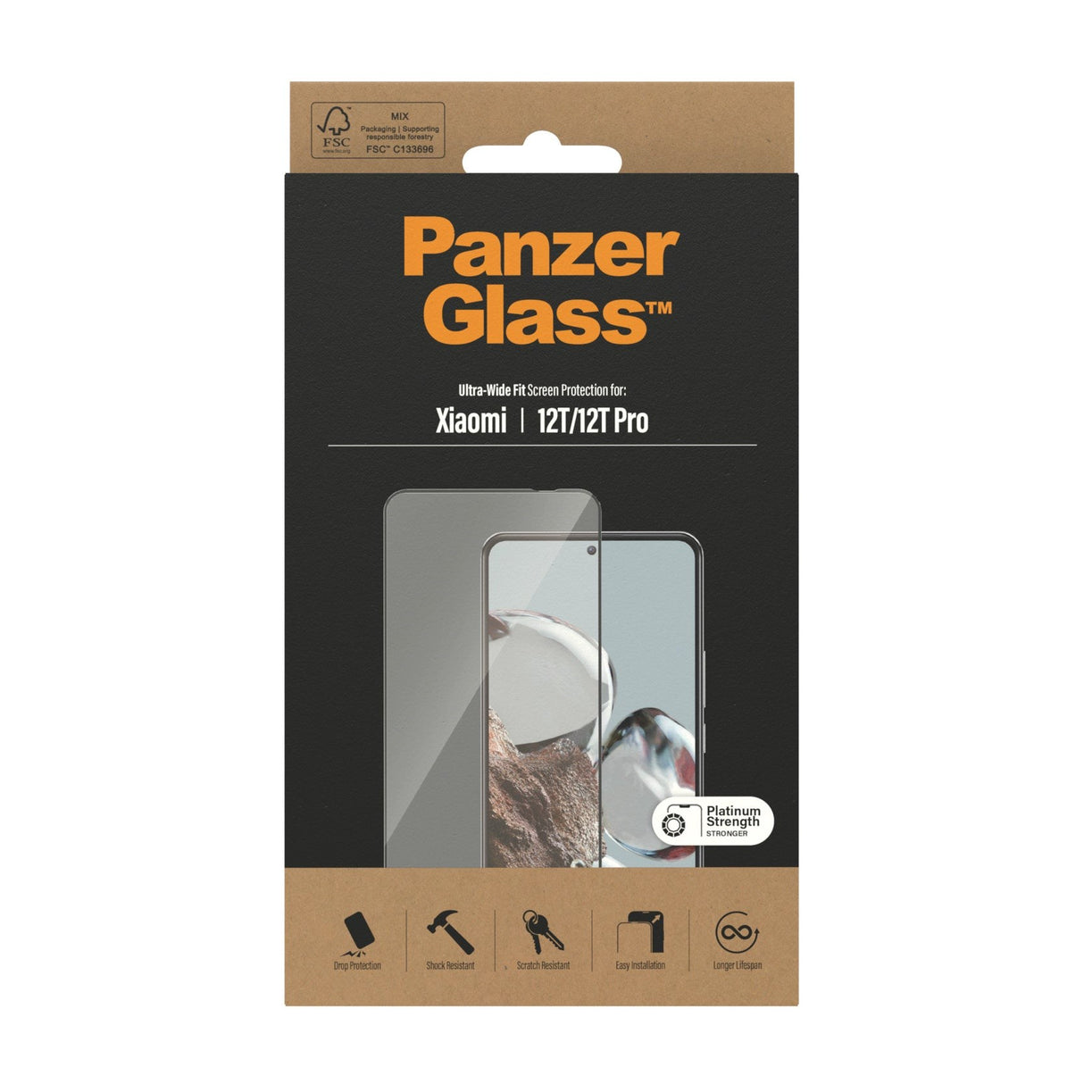 Xiaomi 12T / 12T Pro PanzerGlass Ultra Wide Fit Screen Protector - Platinum Strength - Black Edge