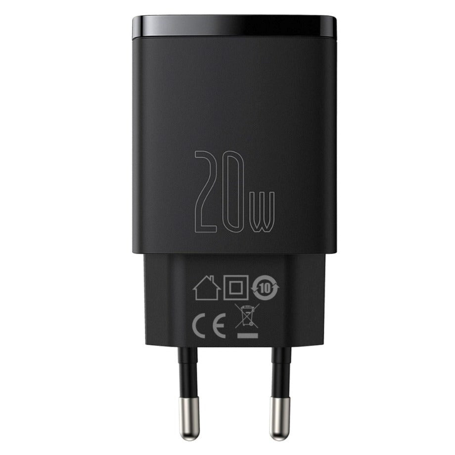 Baseus Compact 20W Wall Charger USB-C / USB-A Quick Charge - Black