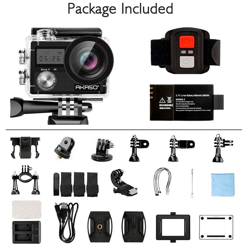 AKASO Brave 4 Action Camera - Ultra HD 4K - Black