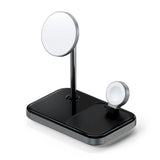 Satechi 15W Magnetic 3-in-1 Wireless Charger Stand - MagSafe Compatible - Black / Gray