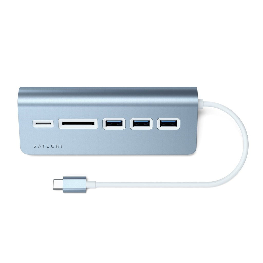 Satechi 5-in-1 USB-C Combo Hub - USB Hub & Card Reader - Blue