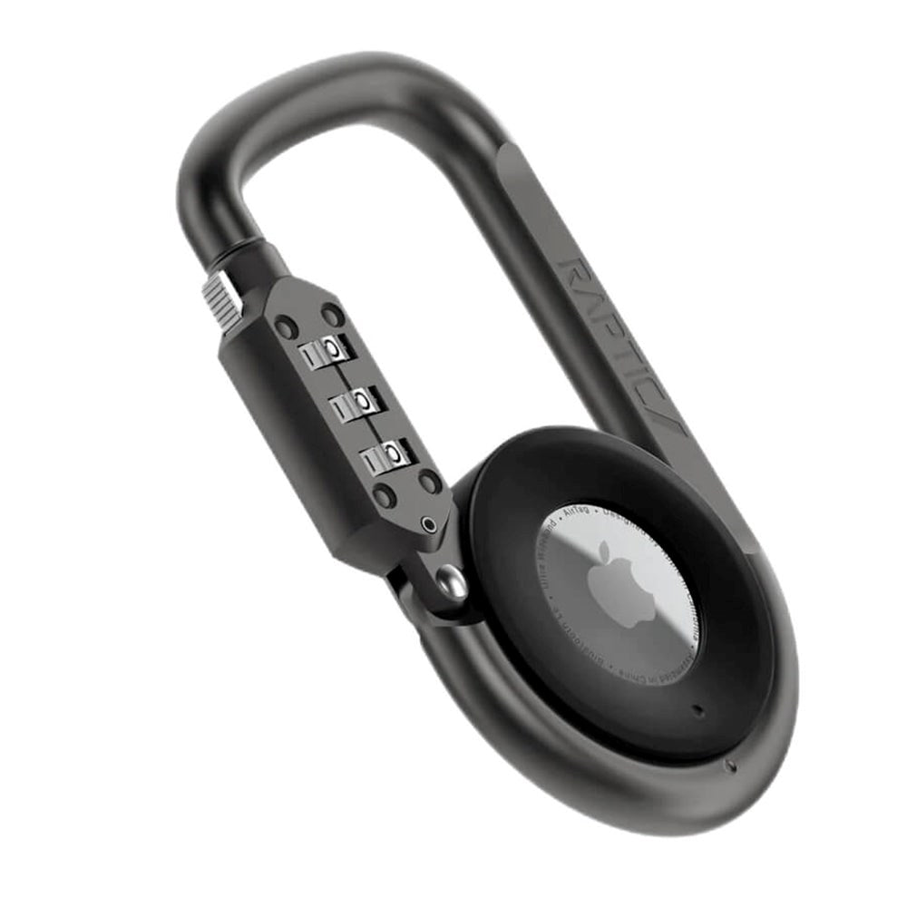 Raptic Link+Lock Case for AirTag - Carabiner Hook with Combination Lock - Black