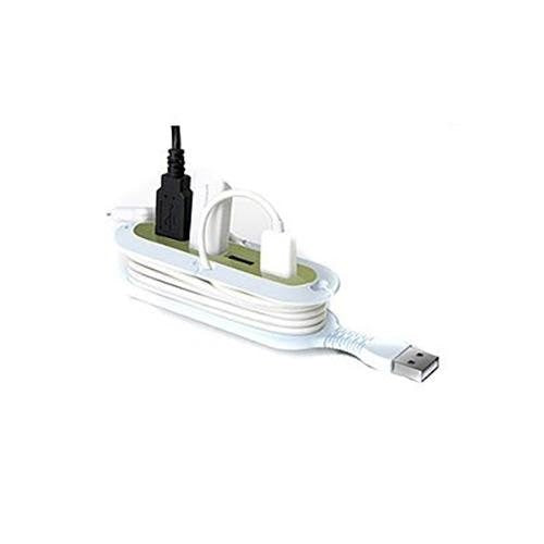 Contort From Quirky - 4-port USB Hub w. Cable Organizer & SuperFlex - White / Green