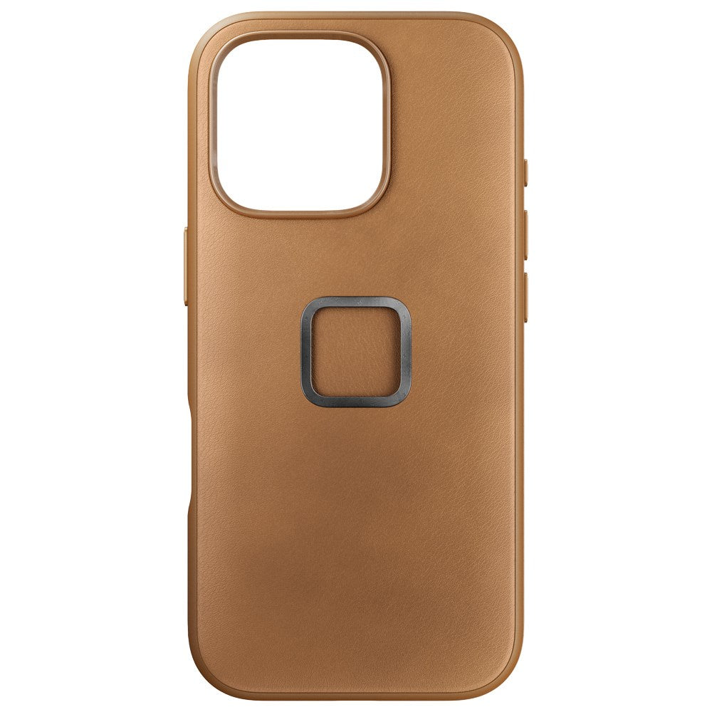 Peak Design iPhone 16 Pro Leatherette Case with SlimLink Bracket - MagSafe Compatible - Tan