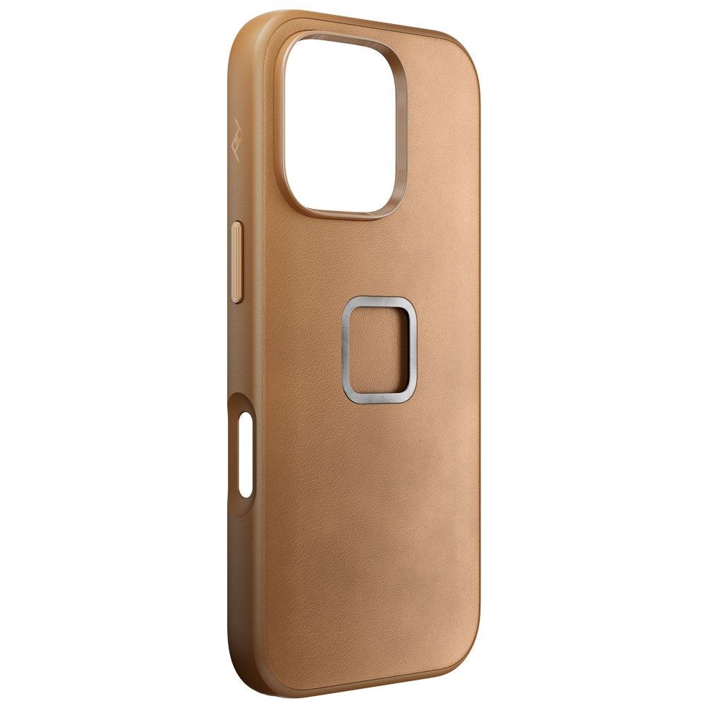 Peak Design iPhone 16 Pro Leatherette Case with SlimLink Bracket - MagSafe Compatible - Tan