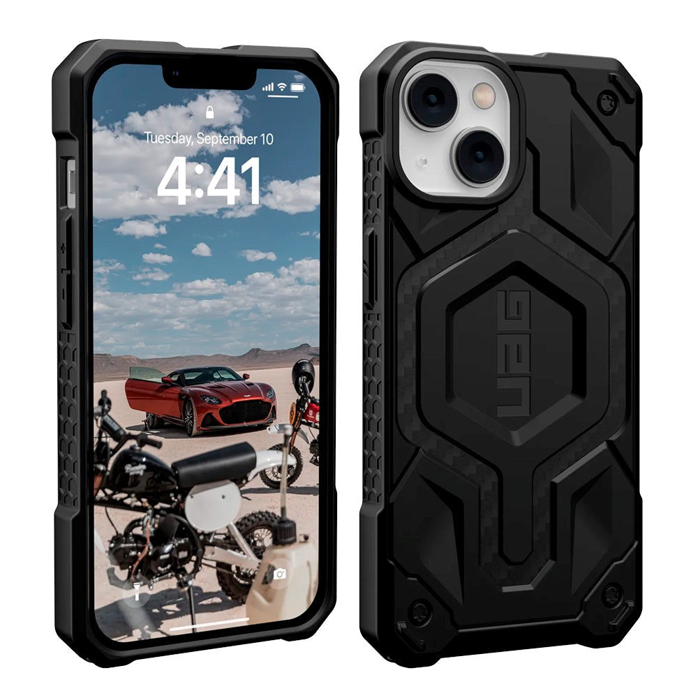 iPhone 14 / 13 UAG MONARCH Pro Series Back Case - Carbon Fiber - MagSafe Compatible - Black