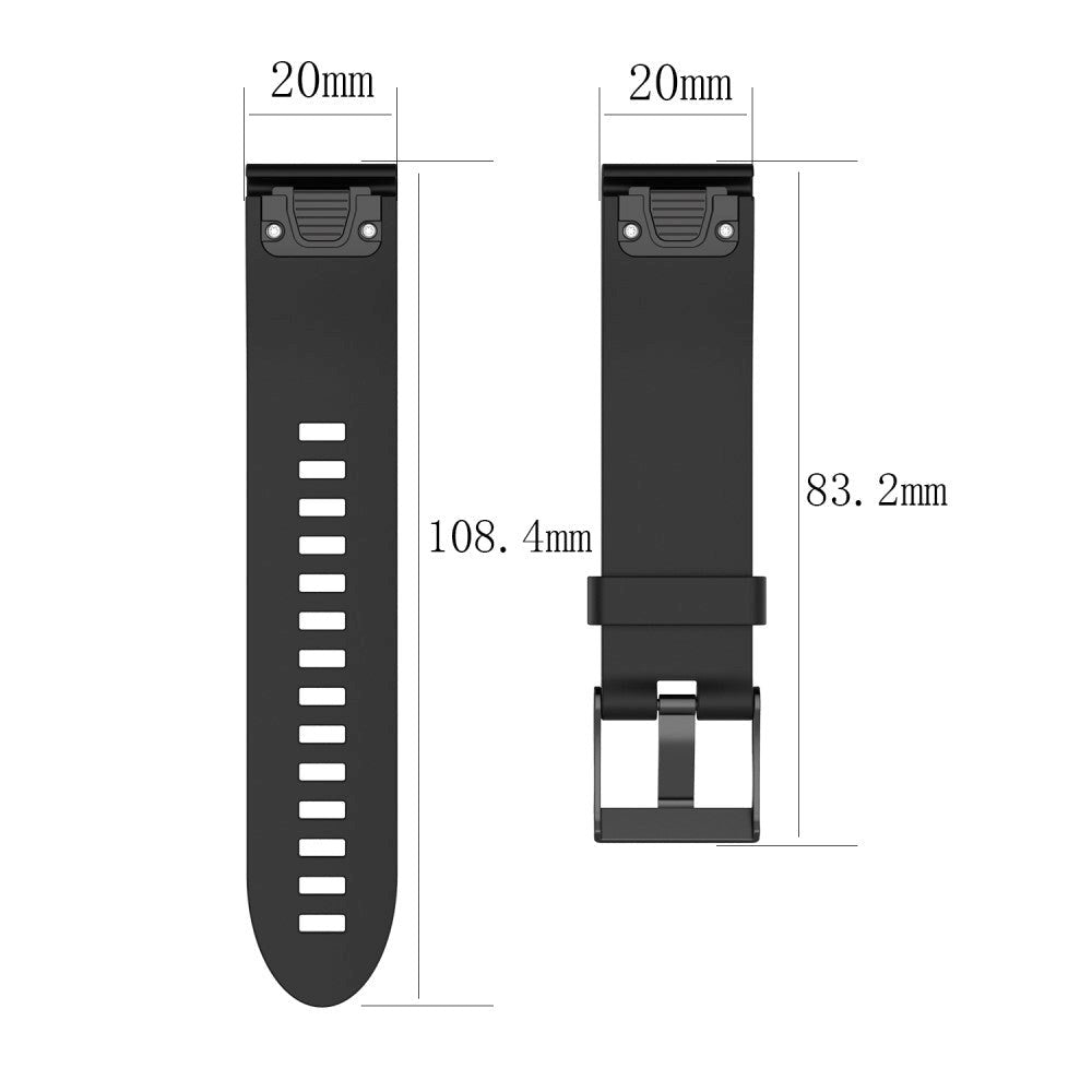 Universal Garmin 20mm QuickFit Neutral Silicone Strap incl. Screwdrivers - Black