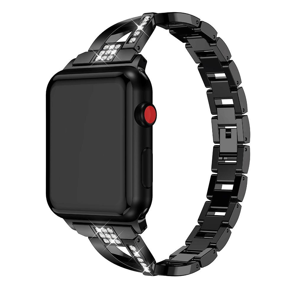 Apple Watch (38/40/SE/41/42mm) Steel Strap w. Rhinestone - Black