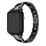 Apple Watch (38/40/SE/41/42mm) Steel Strap w. Rhinestone - Black