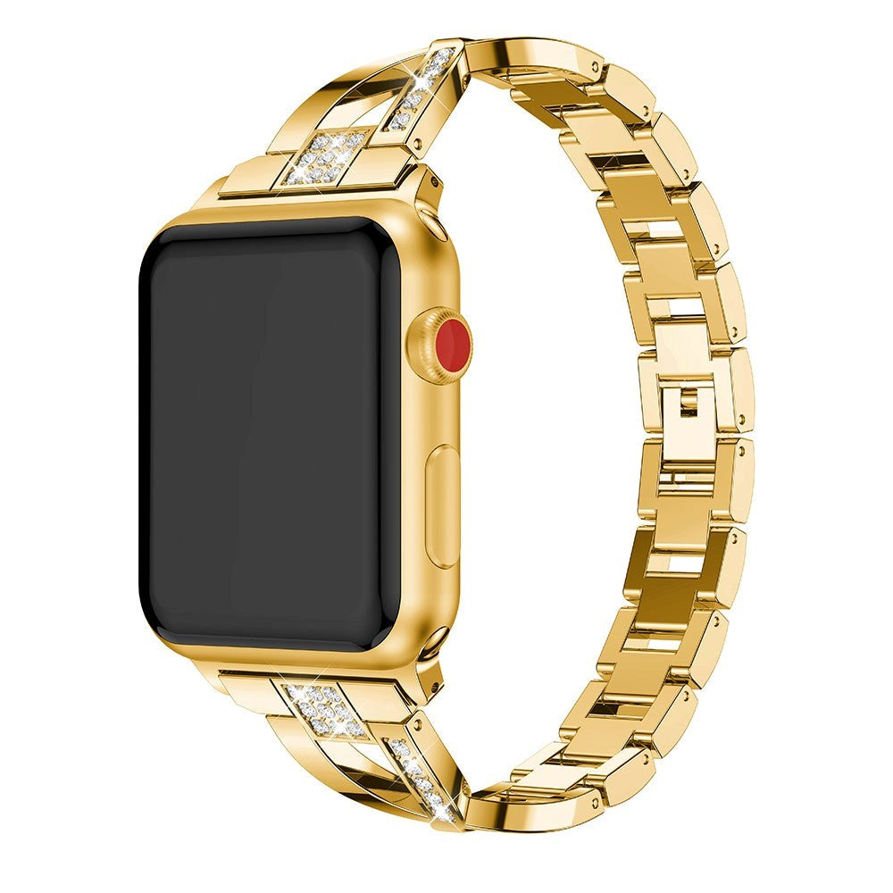 Apple Watch (38/40/SE/41/42mm) Steel Strap w. Rhinestone - Gold