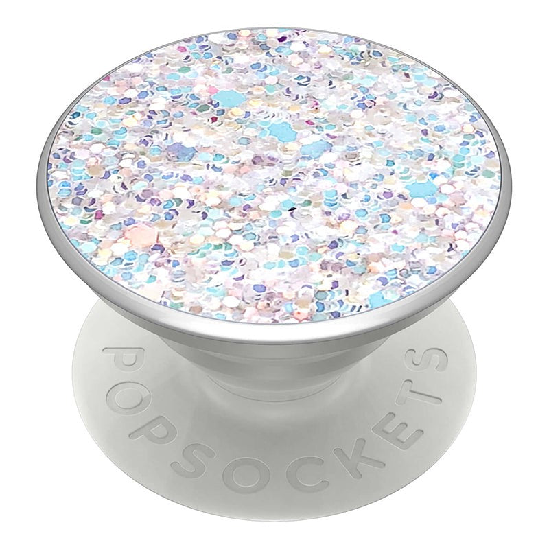 POPSOCKETS Premium PopGrip White Glitter Snow Removable Grip w. Holder & Stand