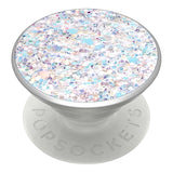 POPSOCKETS Premium PopGrip White Glitter Snow Removable Grip w. Holder & Stand