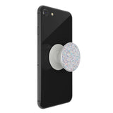 POPSOCKETS Premium PopGrip White Glitter Snow Removable Grip w. Holder & Stand