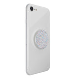 POPSOCKETS Premium PopGrip White Glitter Snow Removable Grip w. Holder & Stand