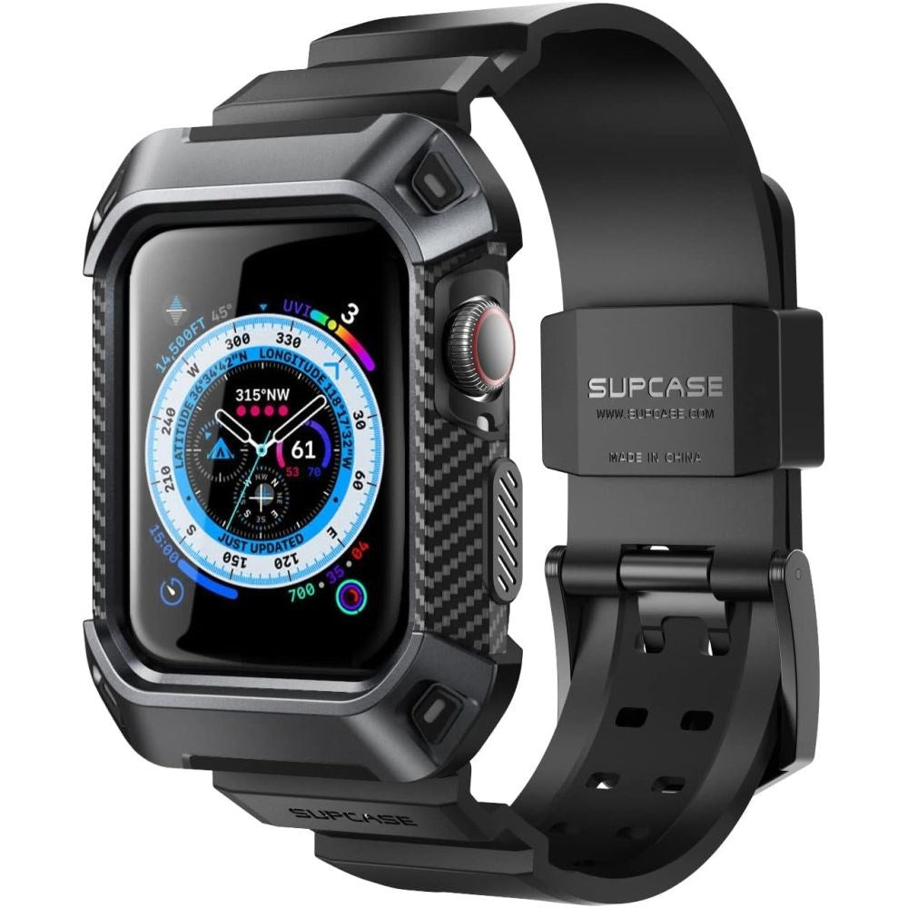 Supcase Unicorn Beetle Pro Apple Watch 4 / 5 / 6 / 7 / 8 / 9 / SE (44 / 45mm) Case w. Built-in Strap - Black