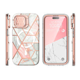 iPhone 15 i-Blason Cosmo Marble Case w. Screen Protector - MagSafe Compatible - Pink