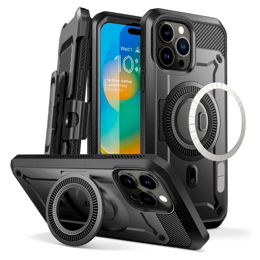 iPhone 15 Pro SUPCASE Unicorn Beetle Pro Tough Case w. Screen Protector - MagSafe Compatible - Black