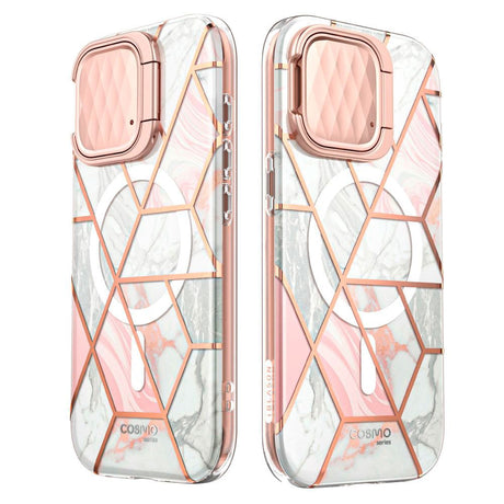 iPhone 15 Pro Max i-Blason Cosmo Marble Case w. Screen Protector - MagSafe Compatible - Pink