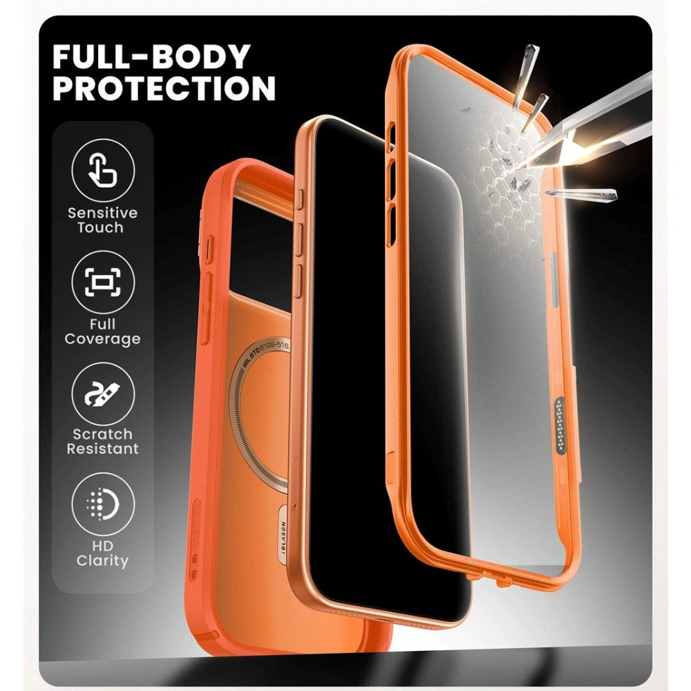 iPhone 17 Pro Max SUPCASE ARES Case w. Screen Protection – MagSafe Compatible – Orange