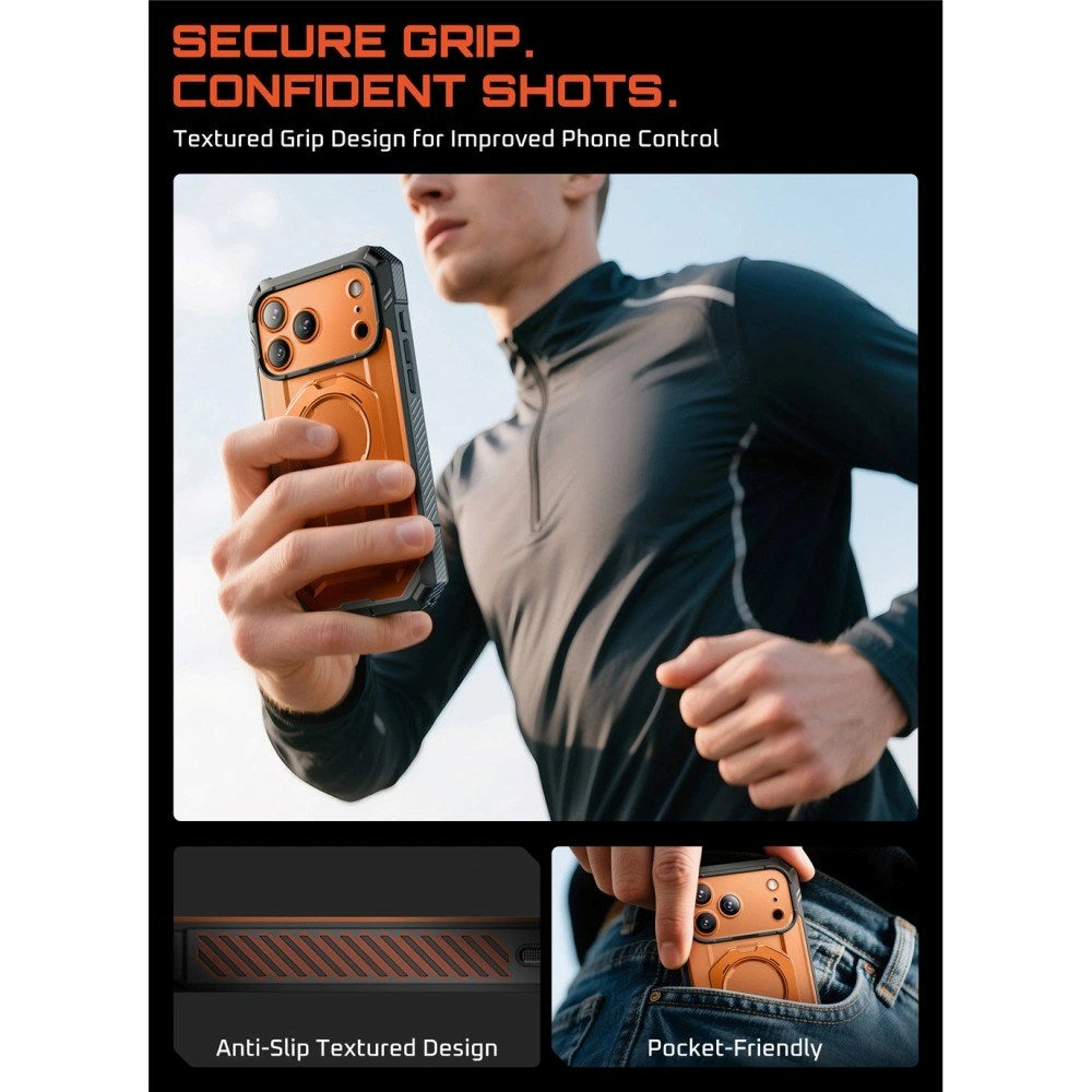 iPhone 17 Pro Max SUPCASE UB GRIB PRO MAG Case w. Screen Protector - MagSafe Compatibel - Transparent / Orange