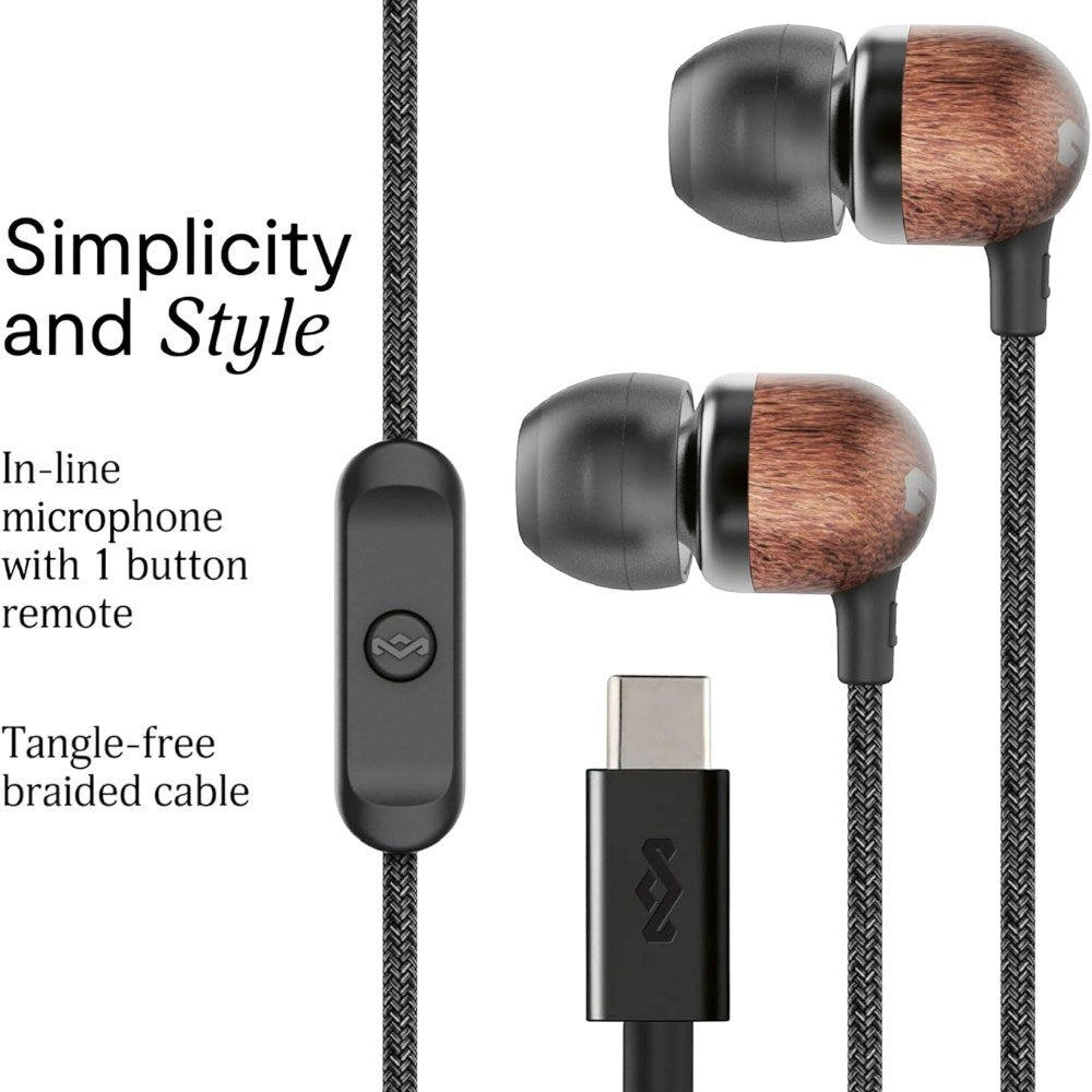 House of Marley Smile Jamaica USB-C In-Ear Headphones - Black