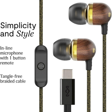 House of Marley Smile Jamaica USB-C In-Ear Headphones - Brass
