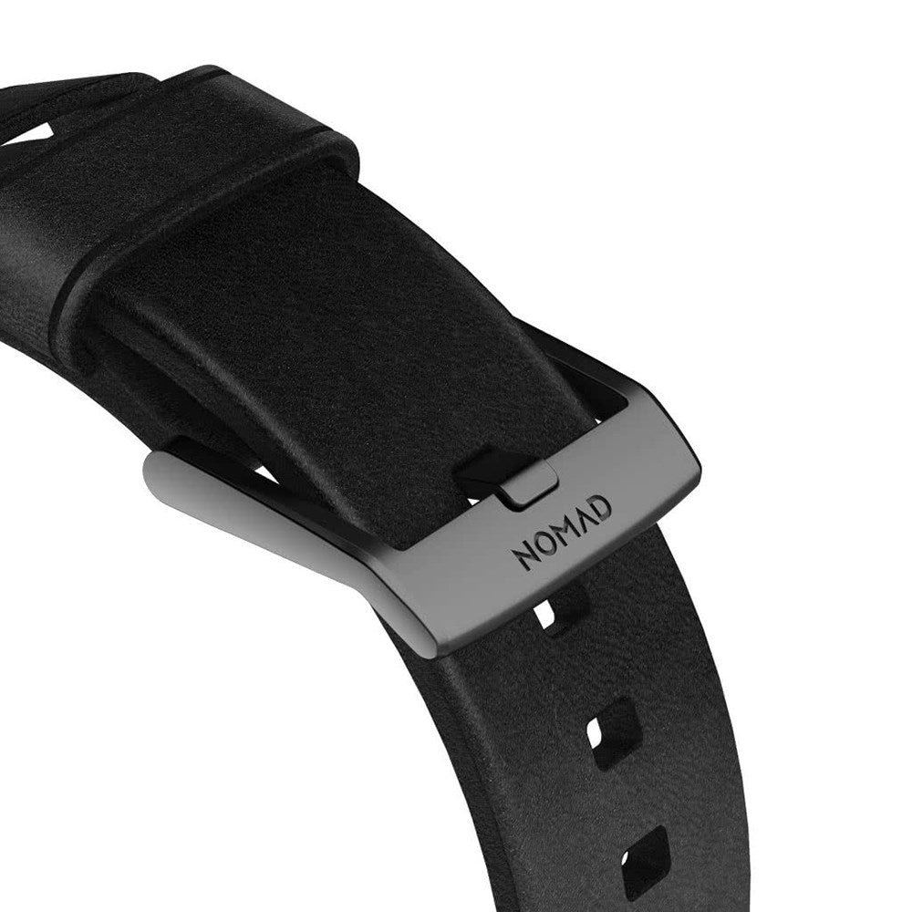 Nomad Apple Watch (42/44/SE/45/46/49mm) Modern Horween Band Strap - Black / Black Hardware