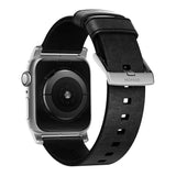 Nomad Apple Watch (42/44/SE/45/46/49mm) Modern Horween Band Strap - Black / Silver Hardware