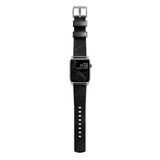 Nomad Apple Watch (42/44/SE/45/46/49mm) Modern Horween Band Strap - Black / Silver Hardware