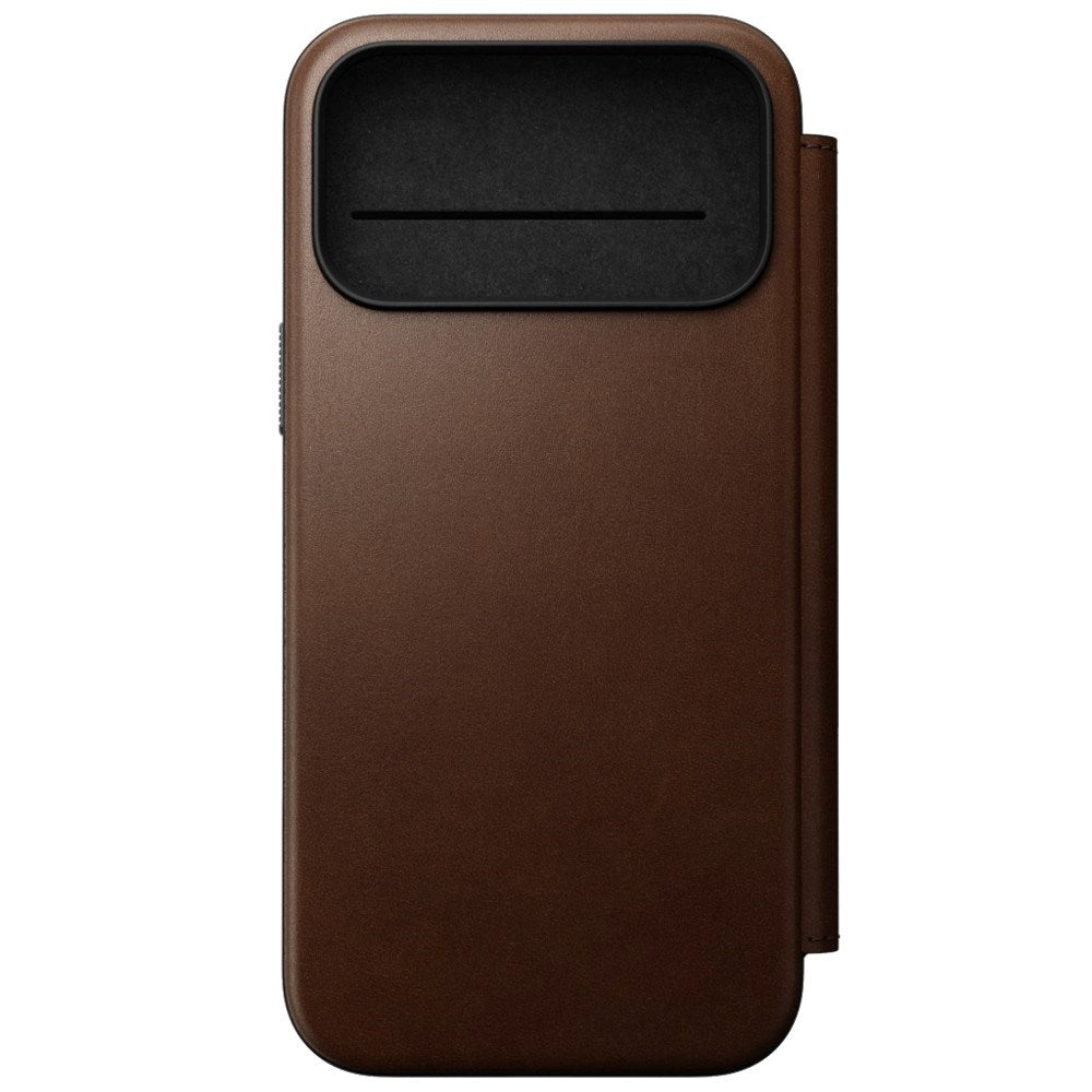 iPhone 18 Pro Max Nomad Modern Leather Folio Case - MagSafe Compatible - Brown