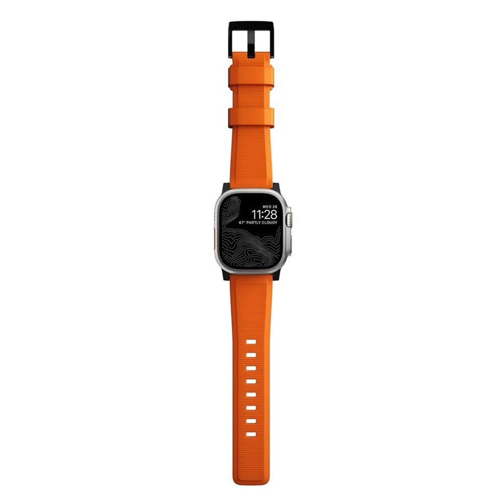 Nomad Apple Watch (42/44/SE/45/46/49mm) Rugged Band Strap - Ultra Orange / Black Hardware