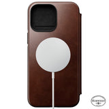 iPhone 14 Pro Max Nomad Modern Horween Leather Folio Case - MagSafe Compatible - Brown