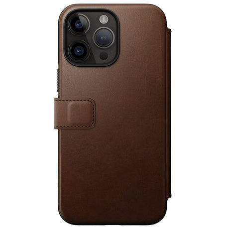 iPhone 14 Pro Max Nomad Modern Leather Folio Case - MagSafe Compatible - Brown