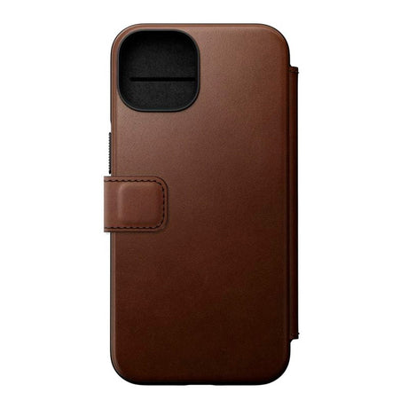 iPhone 14 Nomad Modern Leather Folio Case - MagSafe Compatible - Brown