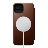 iPhone 14 Nomad Modern Leather Folio Case - MagSafe Compatible - Brown