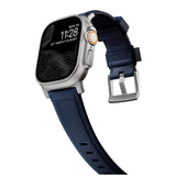 Nomad Apple Watch (42/44/SE/45/46/49mm) Rugged Band Strap - Atlantic Blue / Silver Hardware