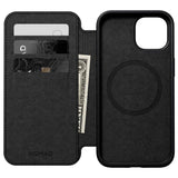 iPhone 15 Nomad Modern Leather Folio Case - MagSafe Compatible - Black